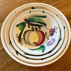 “Ironstone China” Hand Painted 4 Nesting Bowls, Vintage, EUC